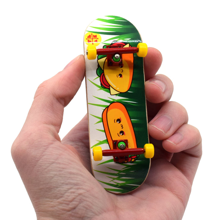 Teak Tuning 32mm Prolific Gen2 Fingerboard Complete - "Happy Tacos" Graphic - Gen2 Prodigy Trucks + Pro Duro Bubble Bushings