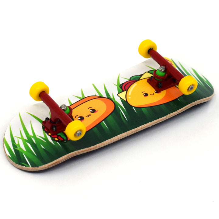 Teak Tuning 32mm Prolific Gen2 Fingerboard Complete - "Happy Tacos" Graphic - Gen2 Prodigy Trucks + Pro Duro Bubble Bushings