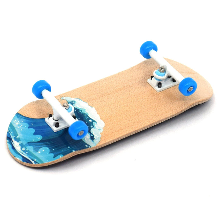 Teak Tuning Pro Fingerboards The Blue Surfer Starter Set - Gen2 Starter Bundle with Rail, Fingerboard Complete, and Travel Keychain