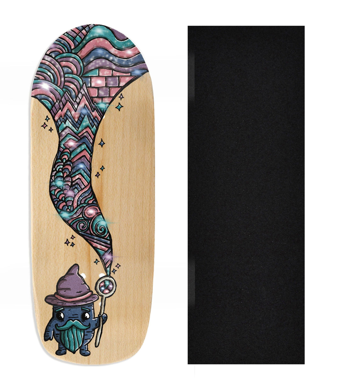 Teak Tuning Heat Transfer Graphic Wooden Fingerboard Deck, Design Contest 2024 Winner, Mandrake_creative_co - "Spellbound" Poolparty Deck