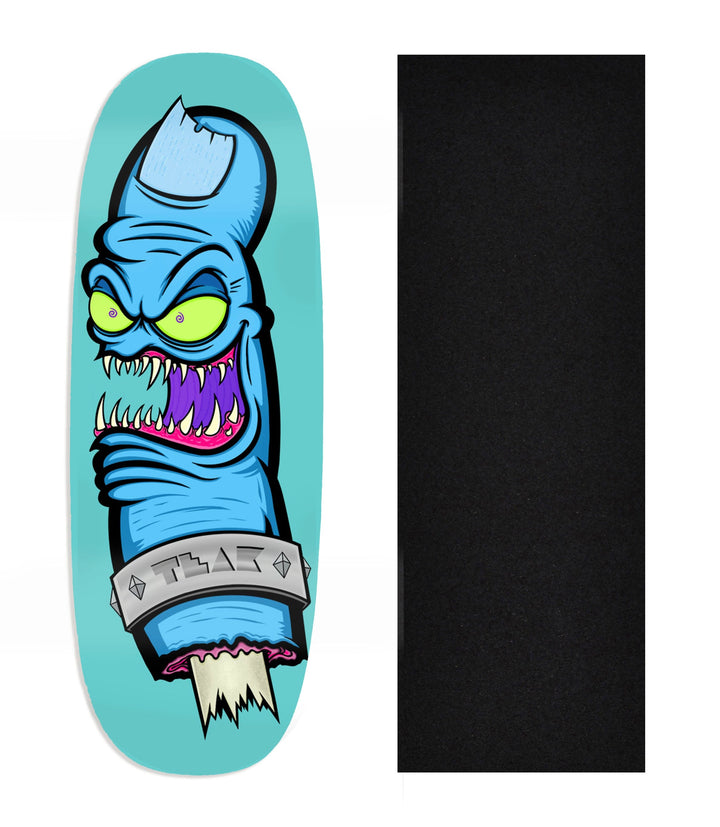 Teak Tuning Heat Transfer Graphic Wooden Fingerboard Deck, Design Contest 2024 Winner, jhefty - "Gnarly Bite" Ohhh Deck