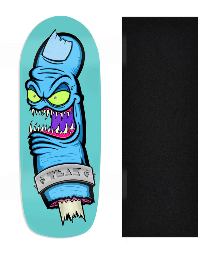 Teak Tuning Heat Transfer Graphic Wooden Fingerboard Deck, Design Contest 2024 Winner, jhefty - "Gnarly Bite" Poolparty Deck