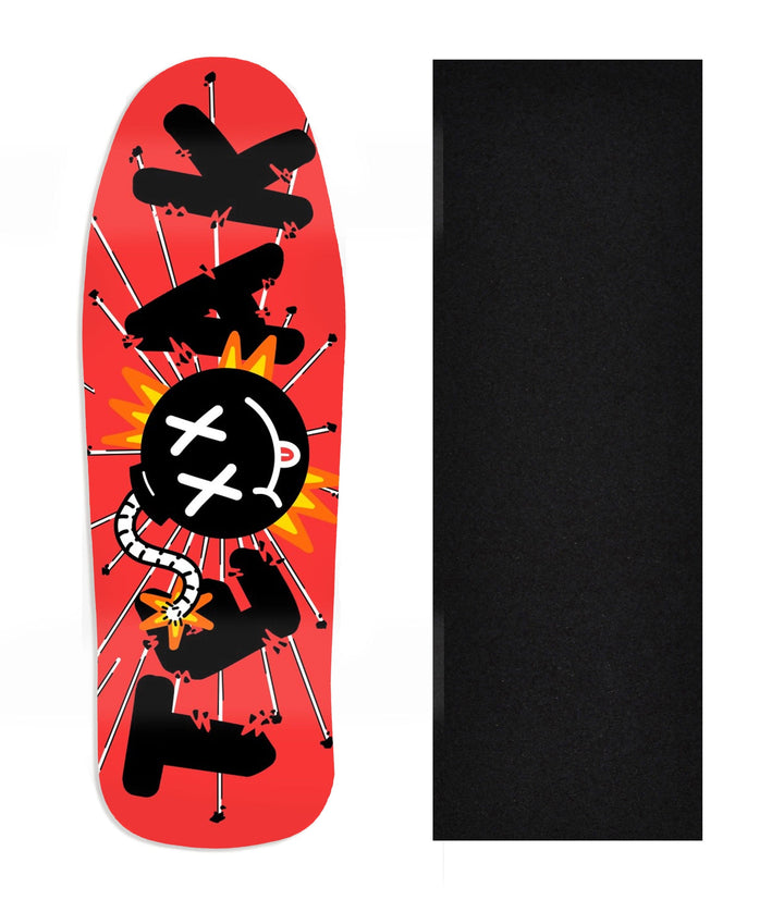 Teak Tuning Heat Transfer Graphic Wooden Fingerboard Deck, Design Contest 2024 Winner, Flatline_fb - "Kaboom" Carlsbad Cruiser Deck