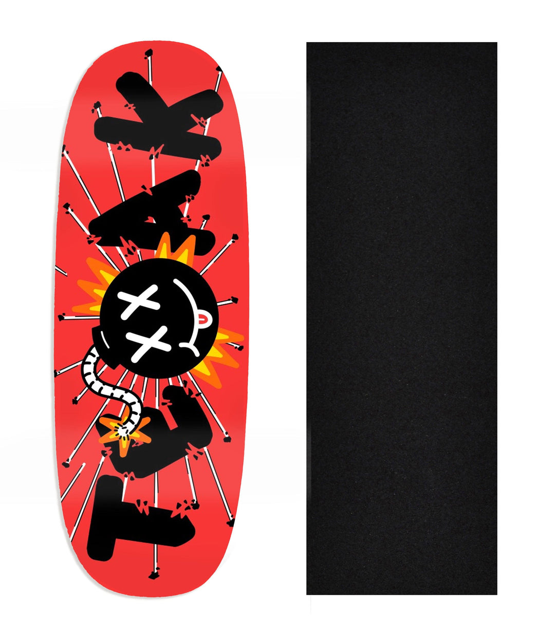 Teak Tuning Heat Transfer Graphic Wooden Fingerboard Deck, Design Contest 2024 Winner, Flatline_fb - "Kaboom" Ohhh Deck