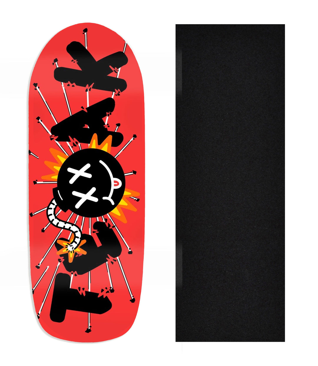 Teak Tuning Heat Transfer Graphic Wooden Fingerboard Deck, Design Contest 2024 Winner, Flatline_fb - "Kaboom" Poolparty Deck