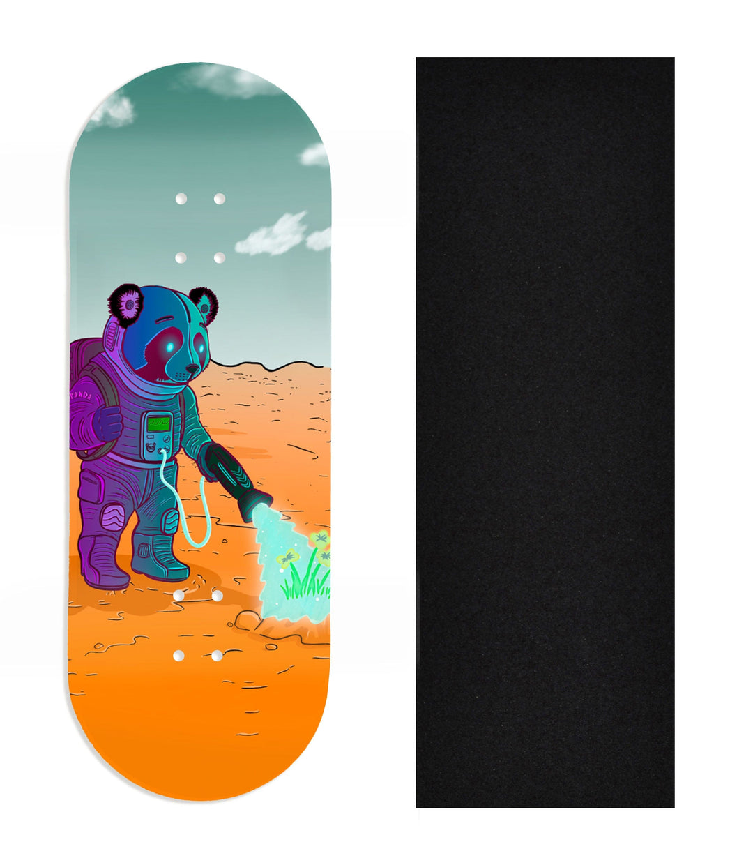 Teak Tuning Heat Transfer Graphic Wooden Fingerboard Deck, Design Contest 2024 Winner, @digitalprizefight - "Space Roots" 34mm Deck