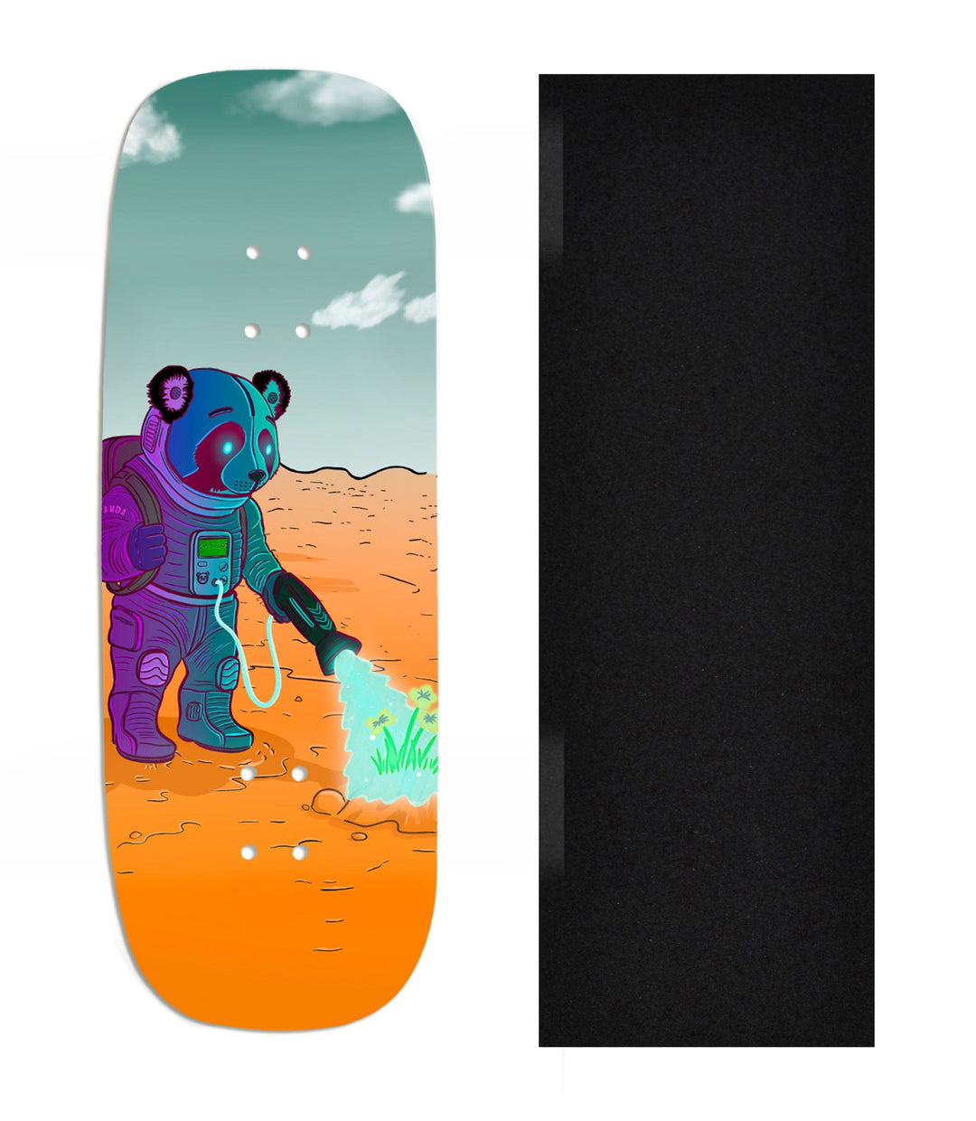 Teak Tuning Heat Transfer Graphic Wooden Fingerboard Deck, Design Contest 2024 Winner, @digitalprizefight - "Space Roots" Boxy Deck