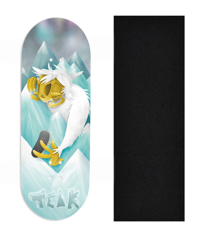 Teak Tuning Heat Transfer Graphic Wooden Fingerboard Deck, Design Contest 2024 Winner, @pov_obs - "Yeti Peaks" 32mm Deck