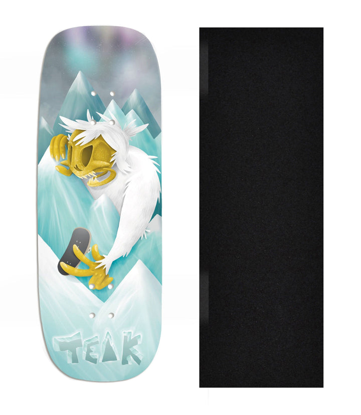 Teak Tuning Heat Transfer Graphic Wooden Fingerboard Deck, Design Contest 2024 Winner, @pov_obs - "Yeti Peaks" Boxy Deck