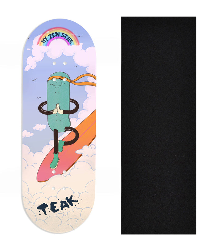 Teak Tuning Heat Transfer Graphic Wooden Fingerboard Deck, Design Contest 2024 Winner, @digo.lemon - "Zen Drift" 32mm Deck