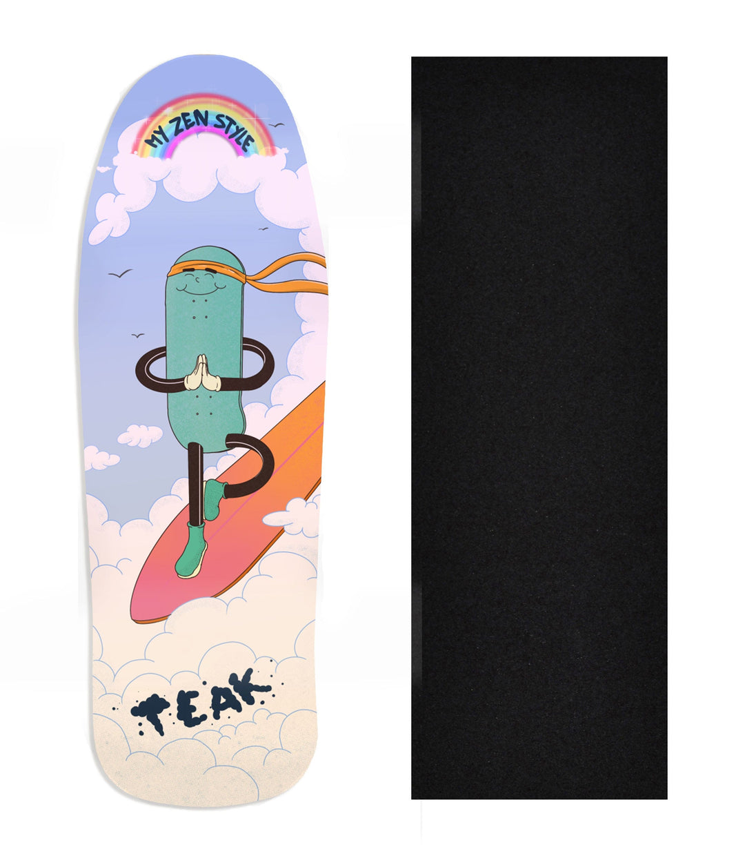 Teak Tuning Heat Transfer Graphic Wooden Fingerboard Deck, Design Contest 2024 Winner, @digo.lemon - "Zen Drift" Carlsbad Cruiser Deck