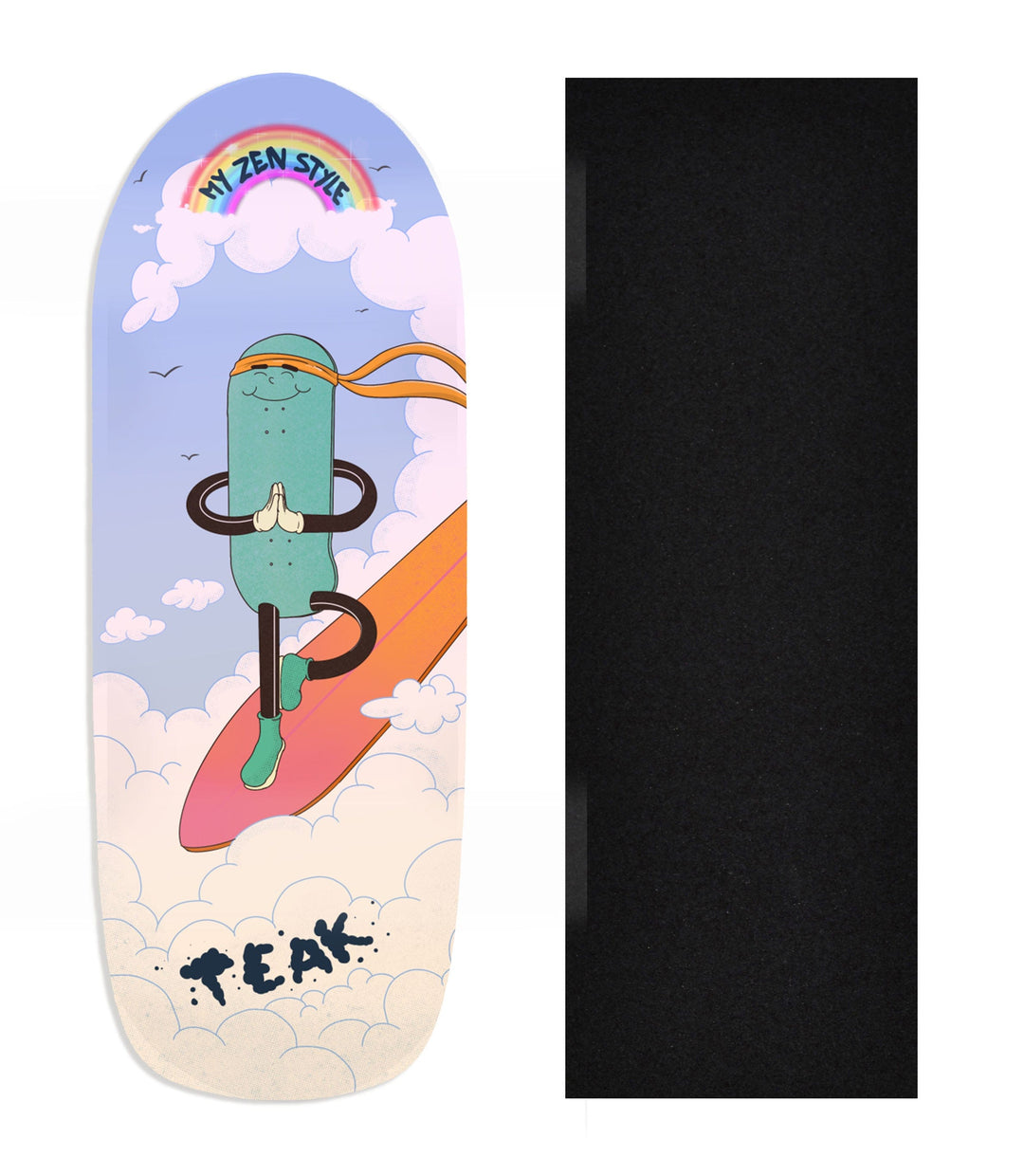 Teak Tuning Heat Transfer Graphic Wooden Fingerboard Deck, Design Contest 2024 Winner, @digo.lemon - "Zen Drift" Poolparty Deck