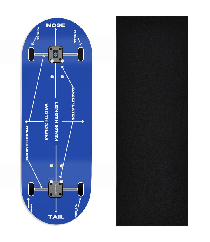 Teak Tuning Heat Transfer Graphic Wooden Fingerboard Deck, Design Contest 2024 Winner, Bergmanfbs - "Blueprint" 32mm Deck