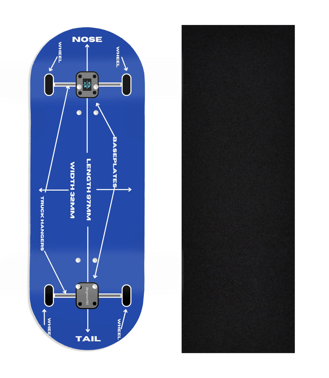 Teak Tuning Heat Transfer Graphic Wooden Fingerboard Deck, Design Contest 2024 Winner, Bergmanfbs - "Blueprint" 34mm Deck