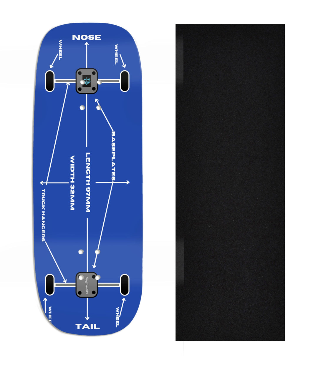 Teak Tuning Heat Transfer Graphic Wooden Fingerboard Deck, Design Contest 2024 Winner, Bergmanfbs - "Blueprint" Boxy Deck