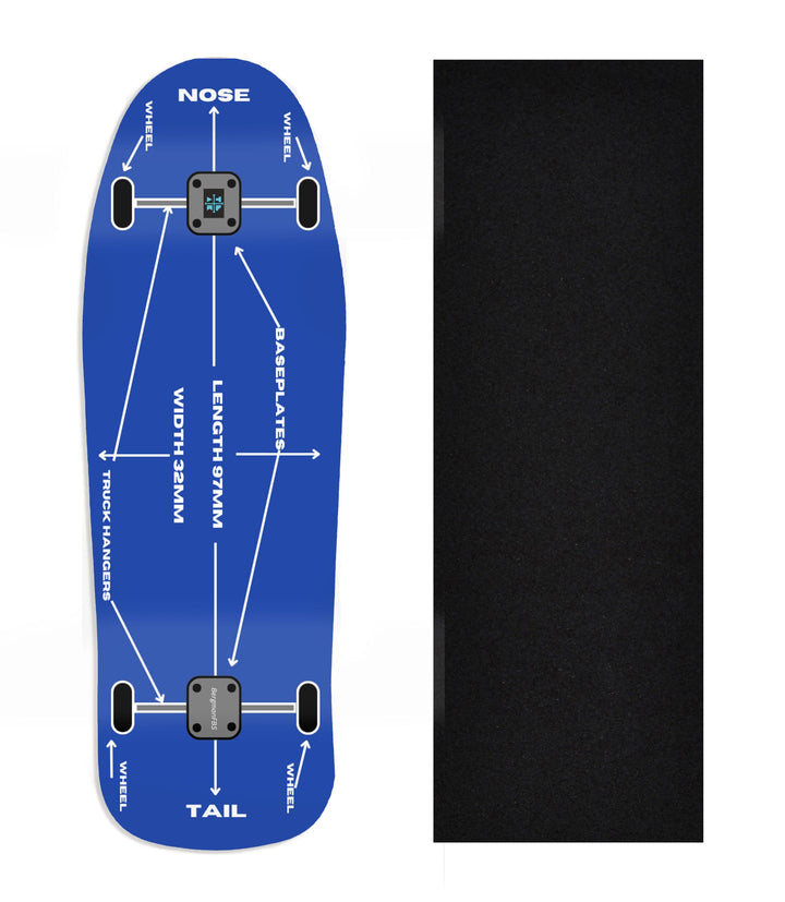 Teak Tuning Heat Transfer Graphic Wooden Fingerboard Deck, Design Contest 2024 Winner, Bergmanfbs - "Blueprint" Carlsbad Cruiser Deck