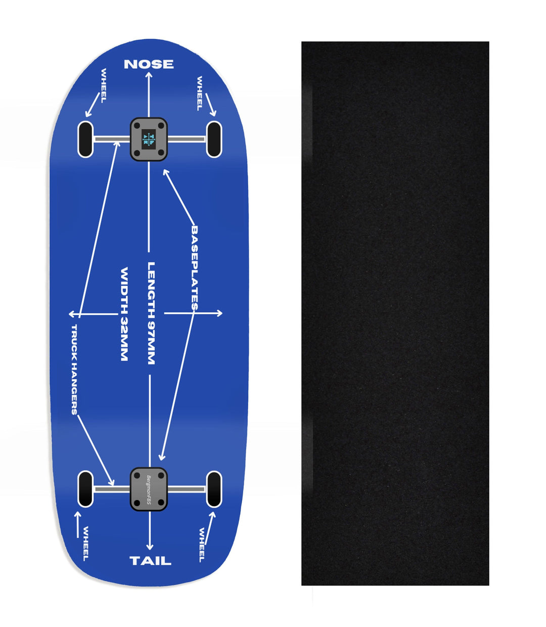 Teak Tuning Heat Transfer Graphic Wooden Fingerboard Deck, Design Contest 2024 Winner, Bergmanfbs - "Blueprint" Poolparty Deck