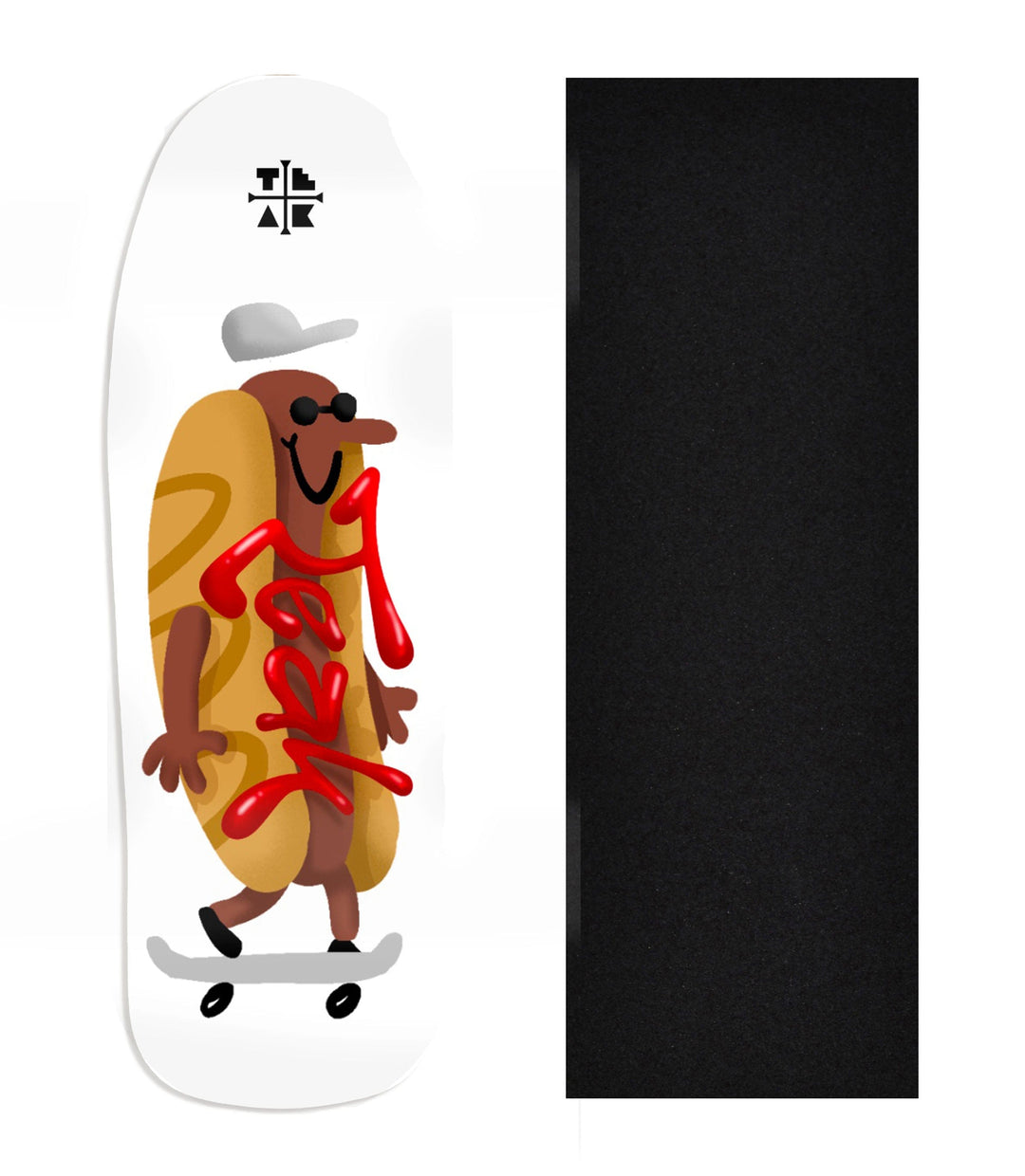 Teak Tuning Heat Transfer Graphic Wooden Fingerboard Deck, Design Contest 2024 Winner, hectorvacui - "Hot Dog" Carlsbad Cruiser Deck