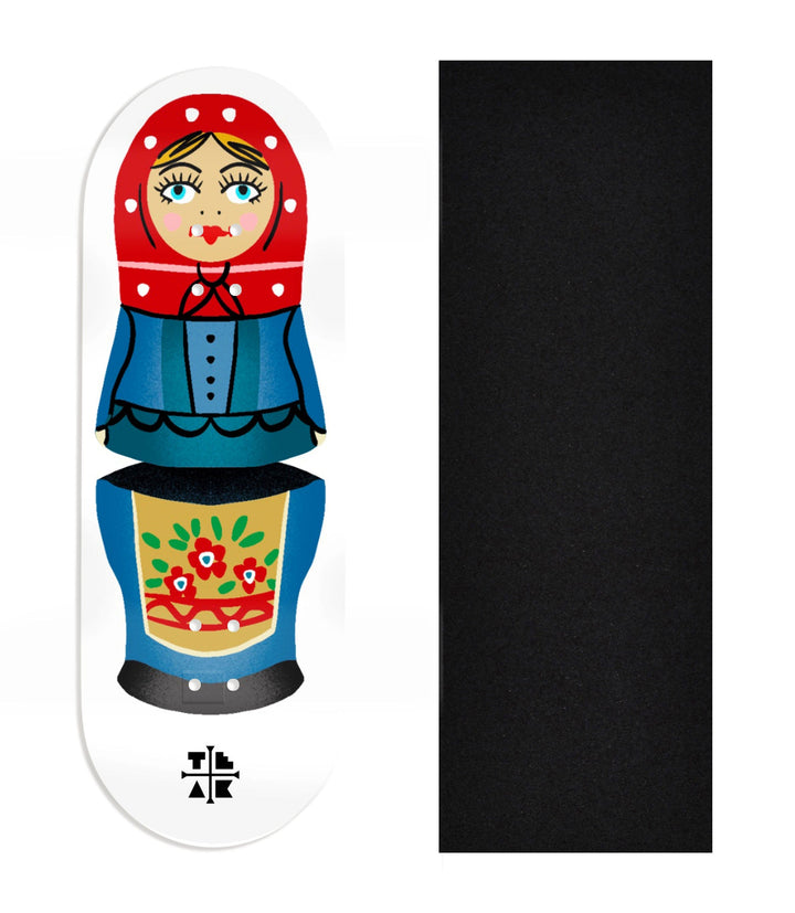 Teak Tuning Heat Transfer Graphic Wooden Fingerboard Deck, Design Contest 2024 Winner, hectorvacui - "Matryoshka" 32mm Deck