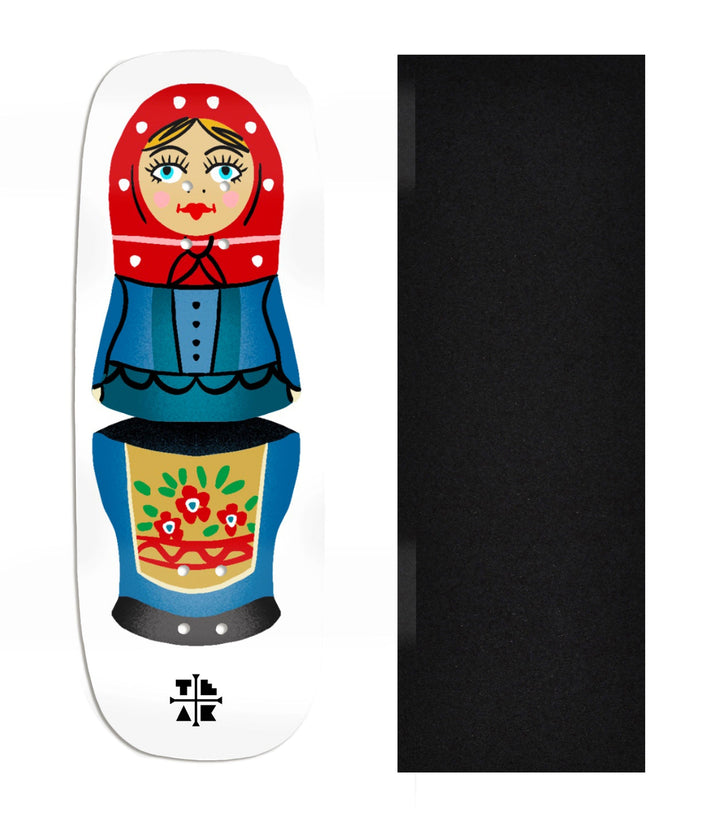 Teak Tuning Heat Transfer Graphic Wooden Fingerboard Deck, Design Contest 2024 Winner, hectorvacui - "Matryoshka" Boxy Deck