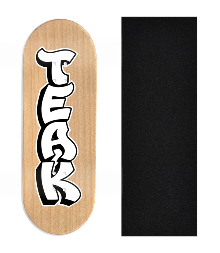 Teak Tuning Heat Transfer Graphic Wooden Fingerboard Deck, Design Contest 2024 Winner, z00mfb - "Retro Stack" 32mm Deck