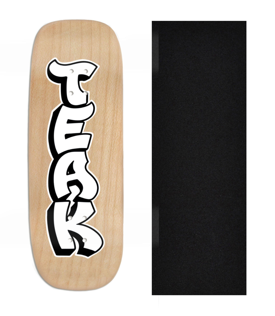 Teak Tuning Heat Transfer Graphic Wooden Fingerboard Deck, Design Contest 2024 Winner, z00mfb - "Retro Stack" Boxy Deck