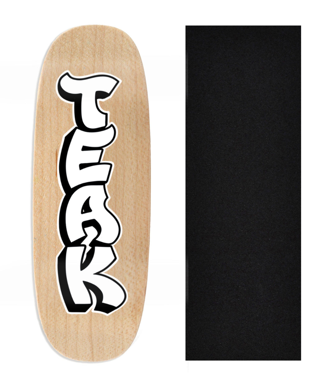 Teak Tuning Heat Transfer Graphic Wooden Fingerboard Deck, Design Contest 2024 Winner, z00mfb - "Retro Stack" Ohhh Deck