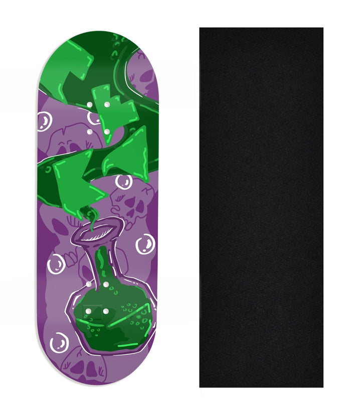 Teak Tuning Heat Transfer Graphic Wooden Fingerboard Deck, Design Contest 2024 Winner, Flatline_fb - "Toxic Flow" 32mm Deck