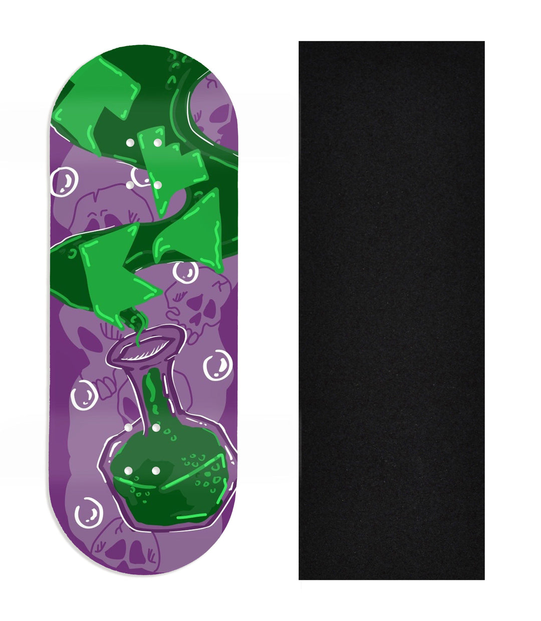 Teak Tuning Heat Transfer Graphic Wooden Fingerboard Deck, Design Contest 2024 Winner, Flatline_fb - "Toxic Flow" 34mm Deck