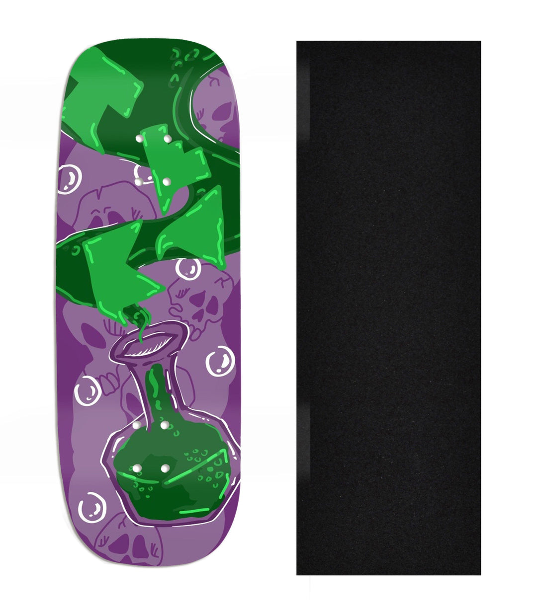 Teak Tuning Heat Transfer Graphic Wooden Fingerboard Deck, Design Contest 2024 Winner, Flatline_fb - "Toxic Flow" Boxy Deck