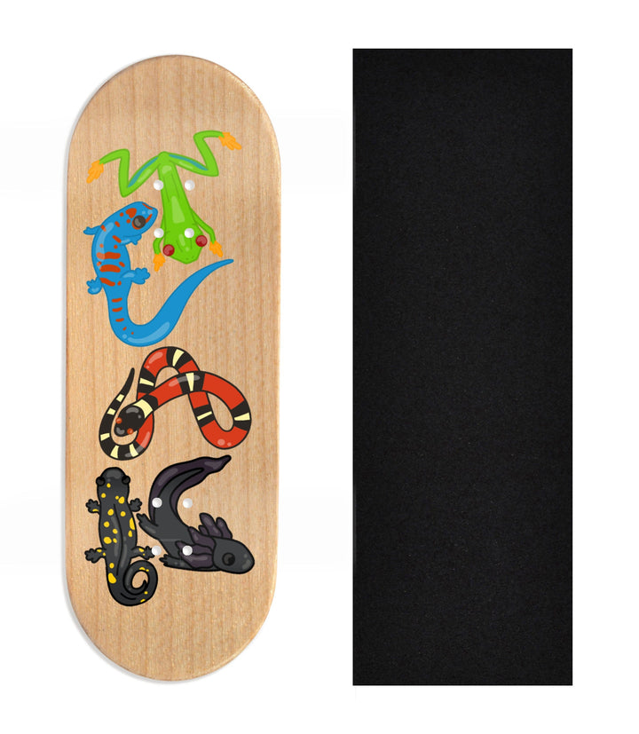 Teak Tuning Heat Transfer Graphic Wooden Fingerboard Deck, Design Contest 2024 Winner, phr.ae - "Reptile Charmer" 32mm Deck