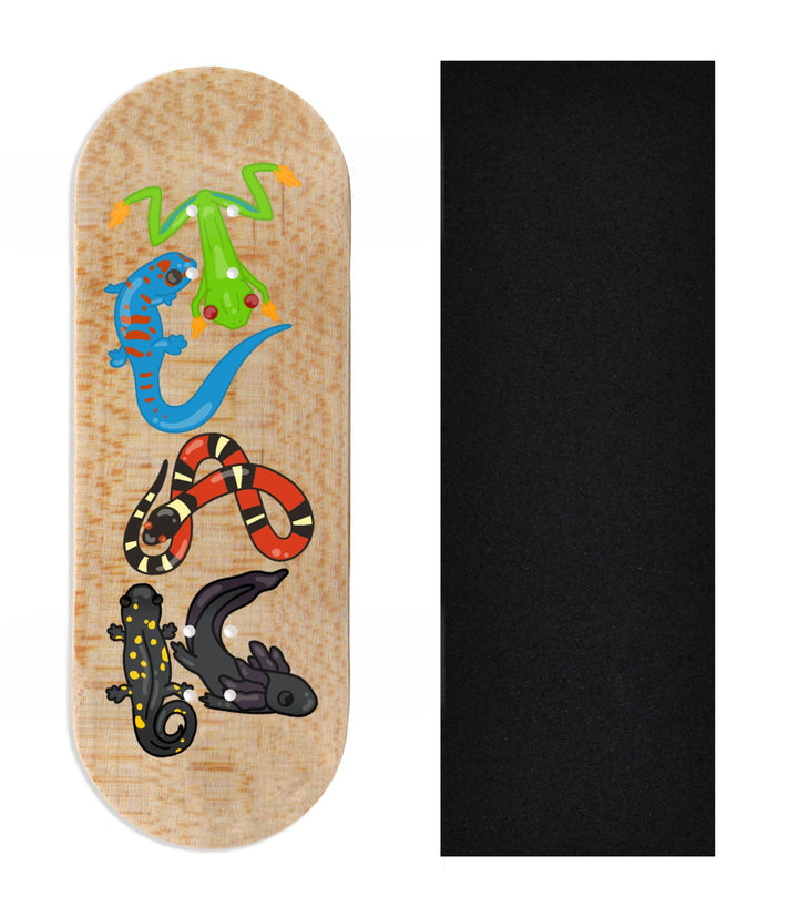 Teak Tuning Heat Transfer Graphic Wooden Fingerboard Deck, Design Contest 2024 Winner, phr.ae - "Reptile Charmer" 34mm Deck