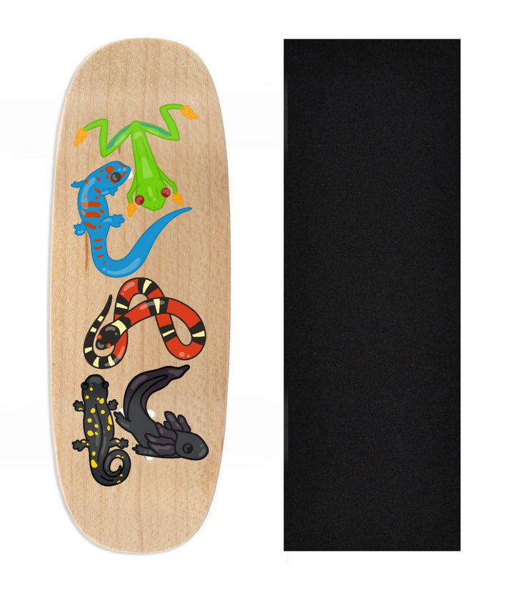 Teak Tuning Heat Transfer Graphic Wooden Fingerboard Deck, Design Contest 2024 Winner, phr.ae - "Reptile Charmer" Ohhh Deck