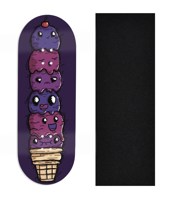 Teak Tuning Heat Transfer Graphic Wooden Fingerboard Deck, Design Contest 2024 Winner, Mandrake_creative_co - "Drip Cone" 32mm Deck