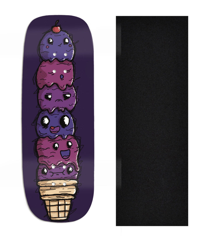 Teak Tuning Heat Transfer Graphic Wooden Fingerboard Deck, Design Contest 2024 Winner, Mandrake_creative_co - "Drip Cone" Boxy Deck