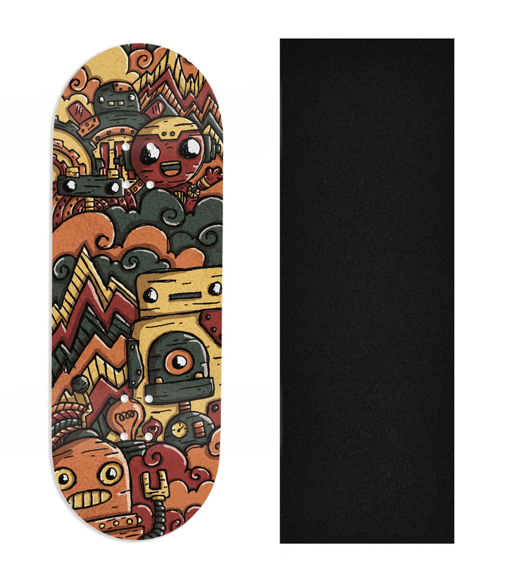 Teak Tuning Heat Transfer Graphic Wooden Fingerboard Deck, Design Contest 2024 Winner, Mandrake_creative_co - "Circuit Pop" 32mm Deck