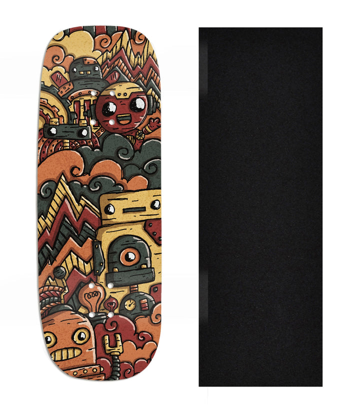 Teak Tuning Heat Transfer Graphic Wooden Fingerboard Deck, Design Contest 2024 Winner, Mandrake_creative_co - "Circuit Pop" Boxy Deck