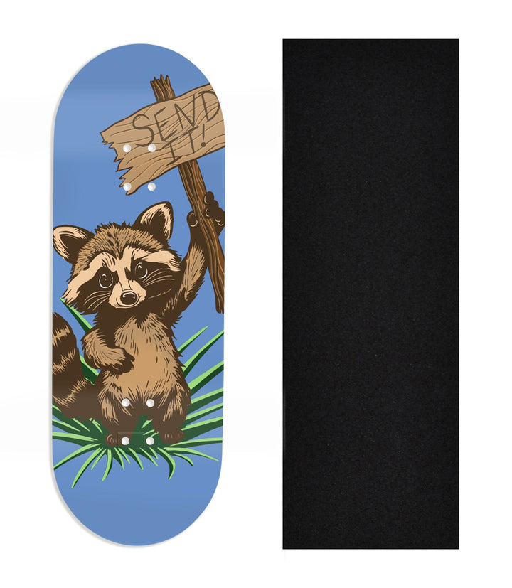 Teak Tuning Heat Transfer Graphic Wooden Fingerboard Deck, Design Contest 2024 Winner, @digitalprizefight - "Send It" 32mm Deck