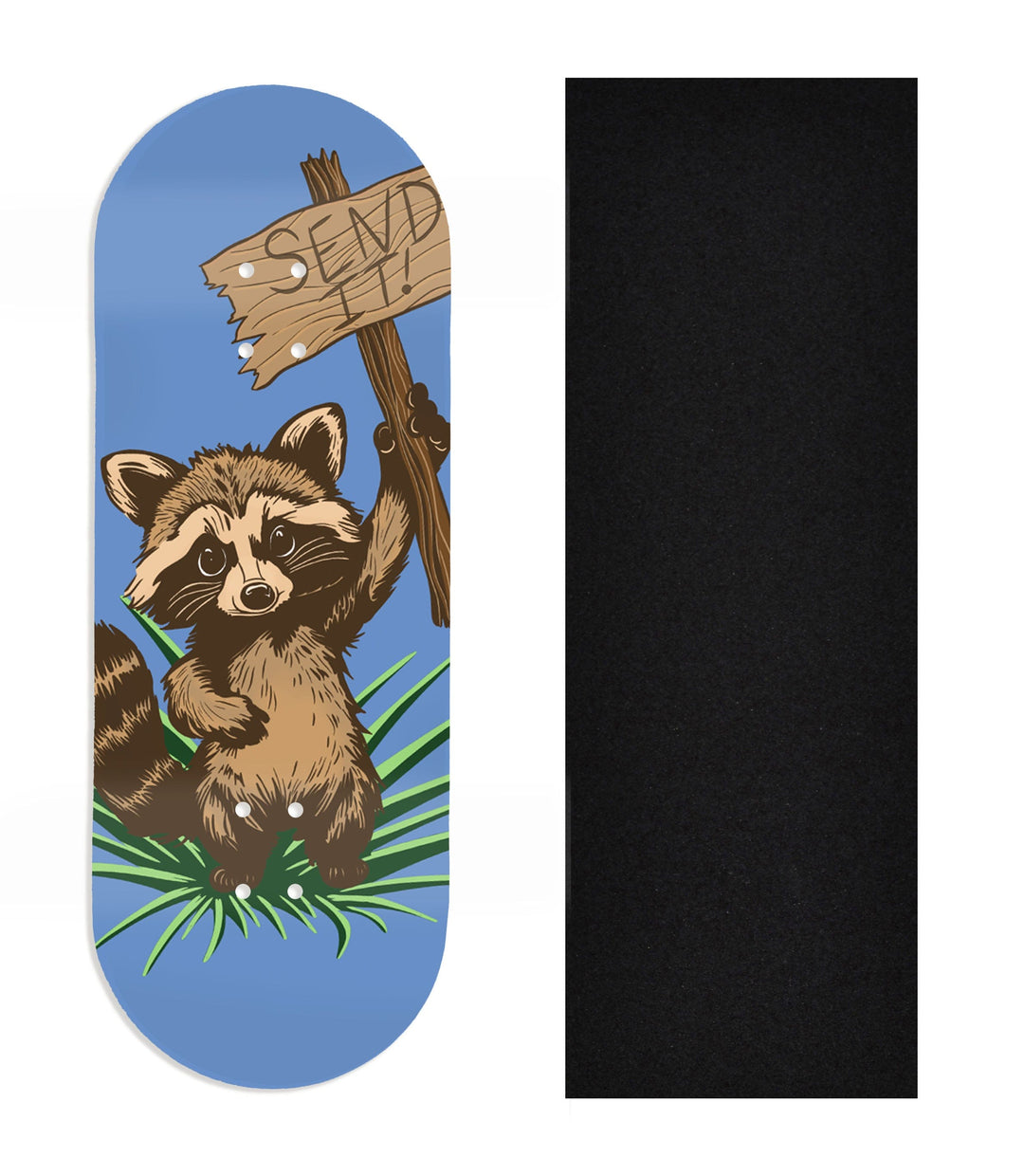 Teak Tuning Heat Transfer Graphic Wooden Fingerboard Deck, Design Contest 2024 Winner, @digitalprizefight - "Send It" 34mm Deck