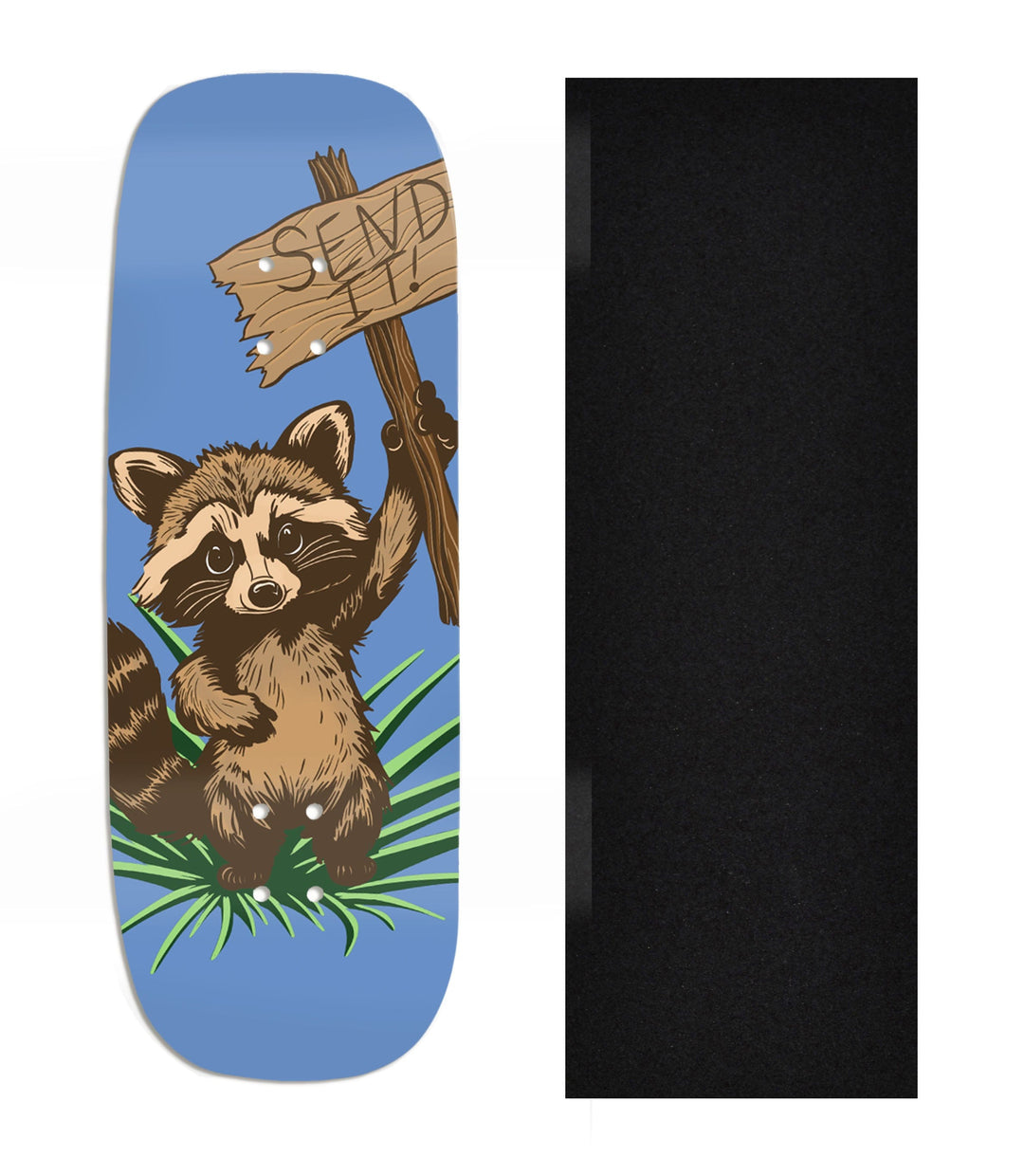 Teak Tuning Heat Transfer Graphic Wooden Fingerboard Deck, Design Contest 2024 Winner, @digitalprizefight - "Send It" Boxy Deck