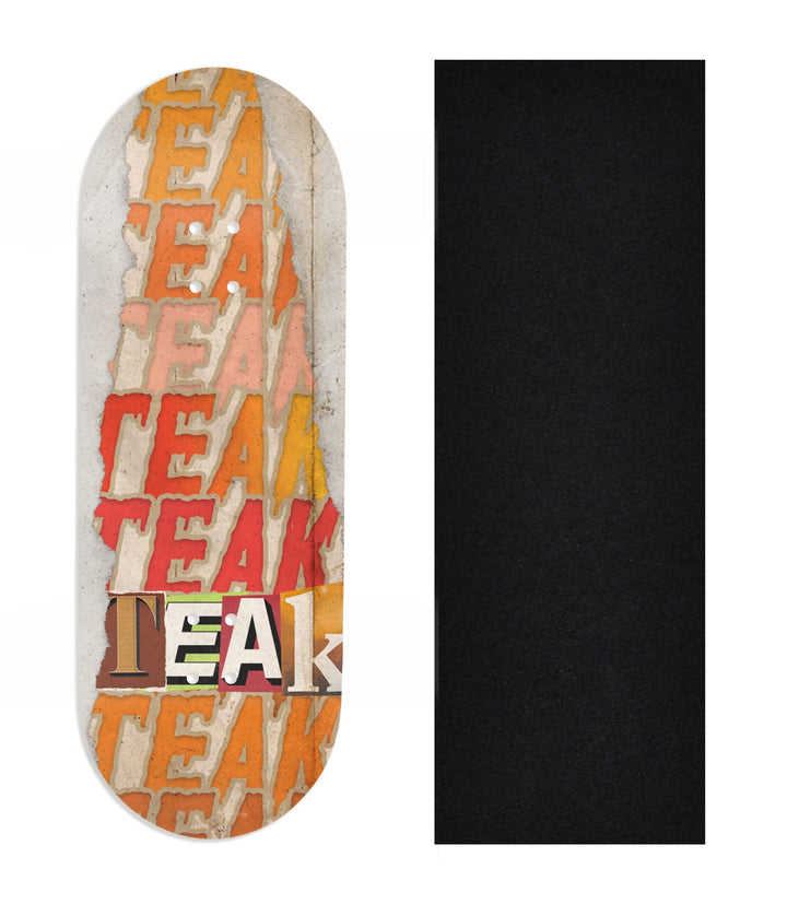 Teak Tuning Heat Transfer Graphic Wooden Fingerboard Deck, Design Contest 2024 Winner, pathzerocrew - "Teak Stack" 32mm Deck