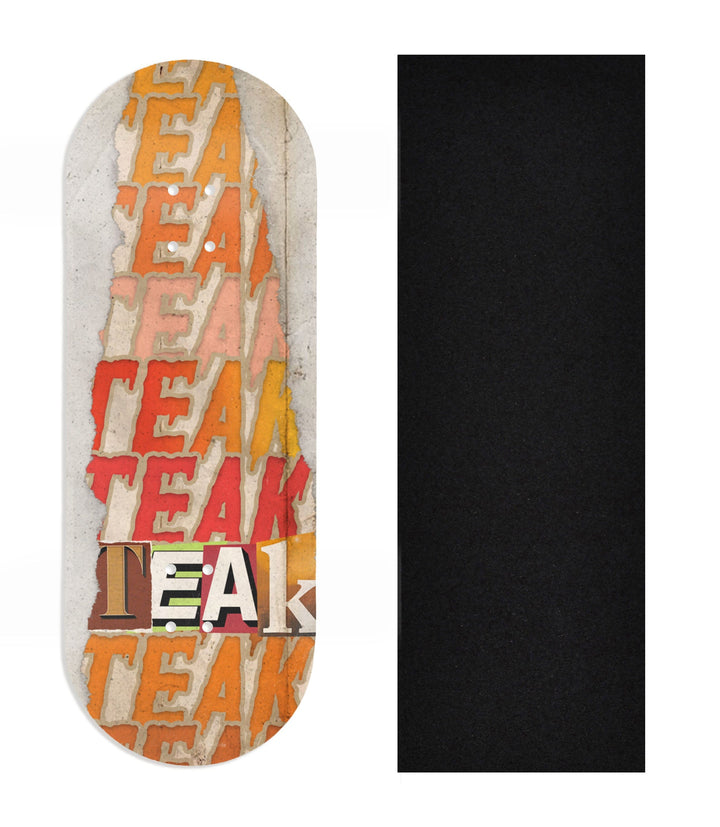 Teak Tuning Heat Transfer Graphic Wooden Fingerboard Deck, Design Contest 2024 Winner, pathzerocrew - "Teak Stack" 34mm Deck