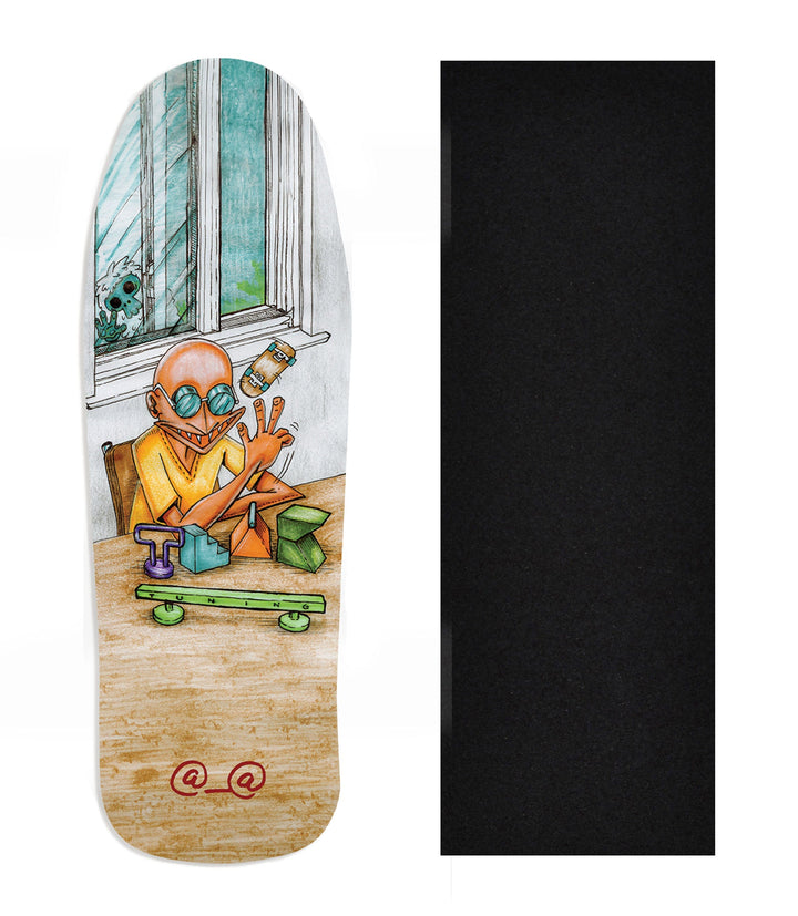 Teak Tuning Heat Transfer Graphic Wooden Fingerboard Deck, Design Contest 2024 Winner, @__@ - "Window Sesh" Carlsbad Cruiser Deck