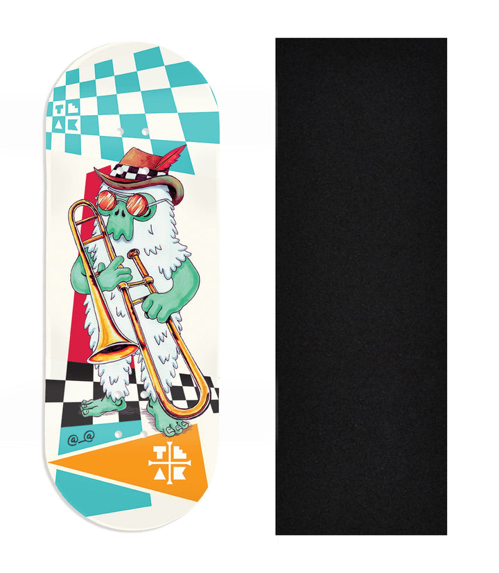 Teak Tuning Heat Transfer Graphic Wooden Fingerboard Deck, Design Contest 2024 Winner, @__@ - "Lip Slide" 34mm Deck