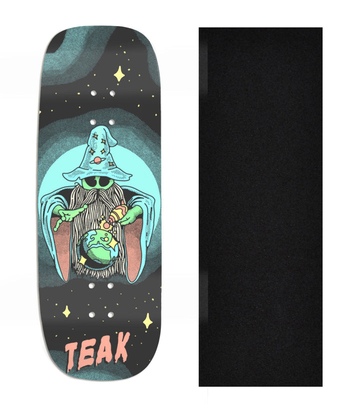 Teak Tuning Heat Transfer Graphic Wooden Fingerboard Deck, Design Contest 2024 Winner, Qfischer95 - "Mystic Glow" Boxy Deck