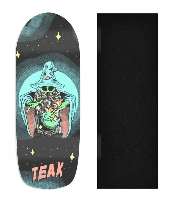 Teak Tuning Heat Transfer Graphic Wooden Fingerboard Deck, Design Contest 2024 Winner, Qfischer95 - "Mystic Glow" Poolparty Deck