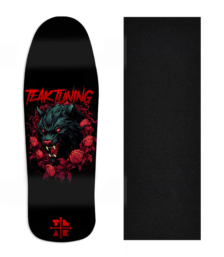 Teak Tuning Heat Transfer Graphic Wooden Fingerboard Deck, Design Contest 2024 Winner, fbb_ok - "Night Fang" Carlsbad Cruiser Deck