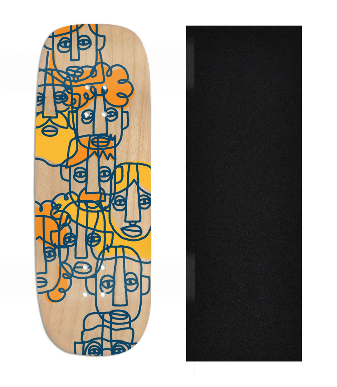 Teak Tuning Heat Transfer Graphic Wooden Fingerboard Deck, Design Contest 2024 Winner, @_avintagethought - "Line Up" Boxy Deck