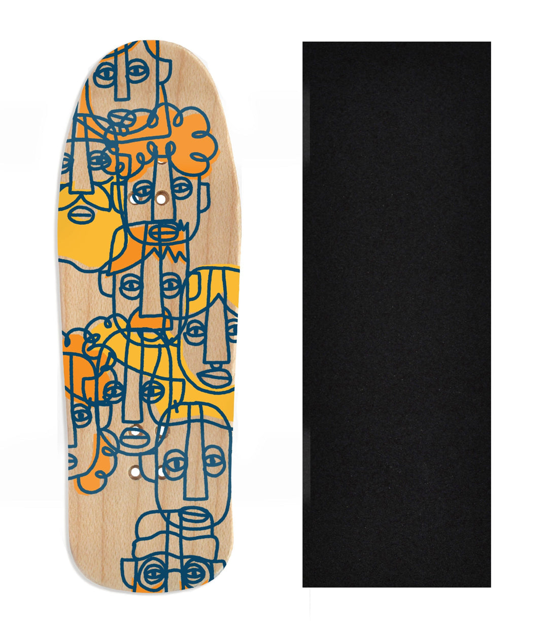 Teak Tuning Heat Transfer Graphic Wooden Fingerboard Deck, Design Contest 2024 Winner, @_avintagethought - "Line Up" Carlsbad Cruiser Deck