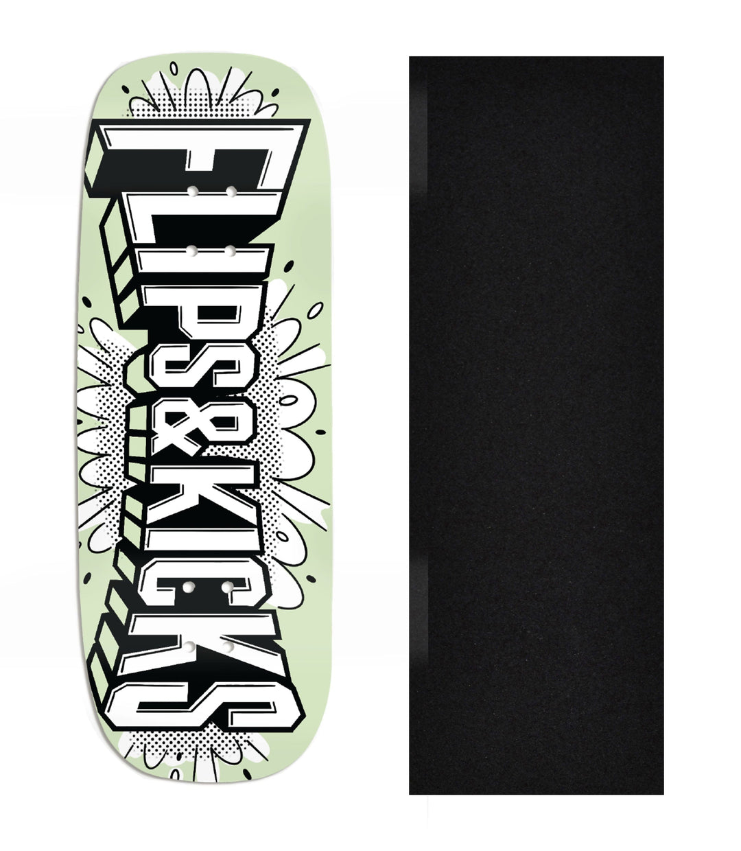 Teak Tuning Heat Transfer Graphic Wooden Fingerboard Deck, Design Contest 2024 Winner, @__mankey__ - "Flips & Kicks" Boxy Deck